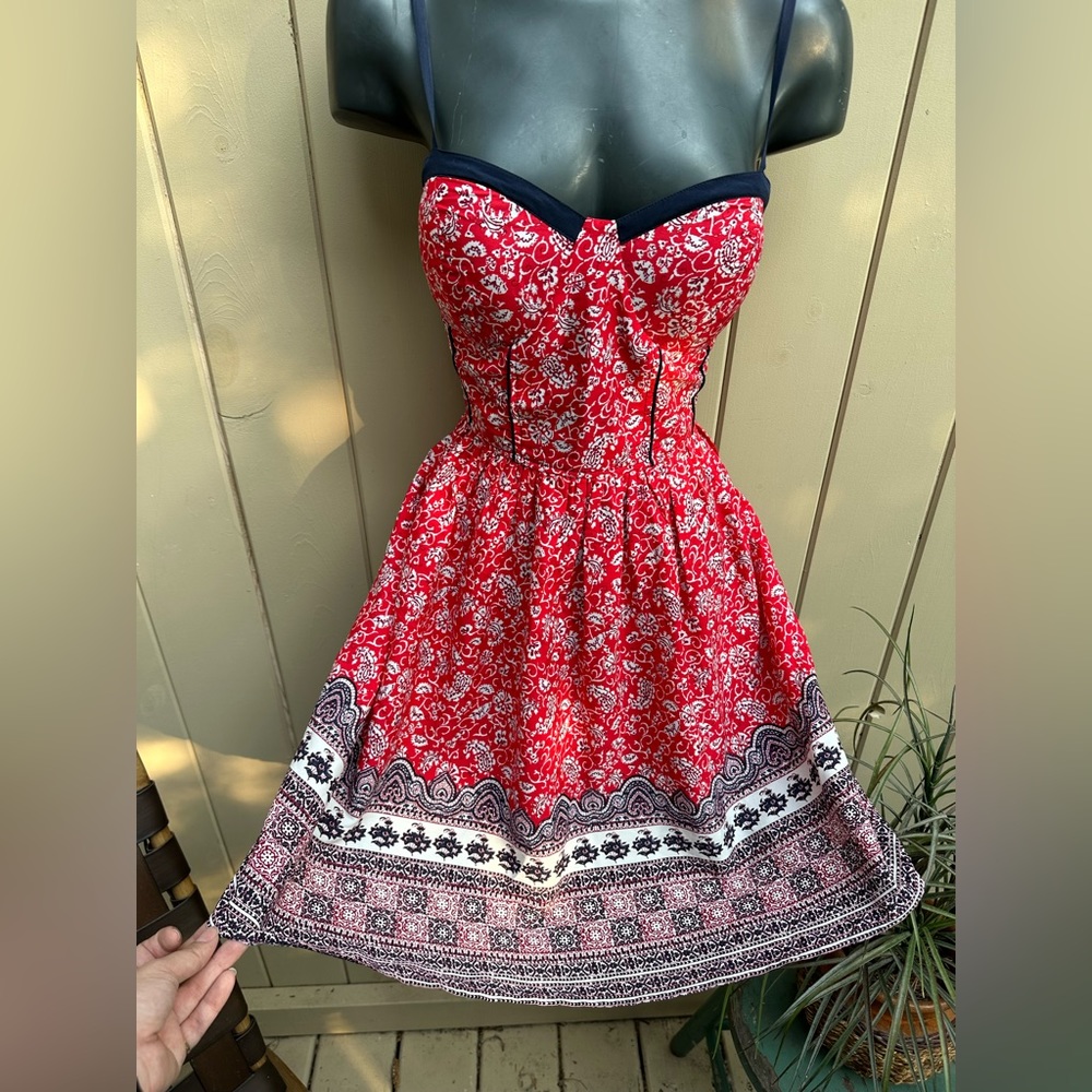 Red patterned summer dress